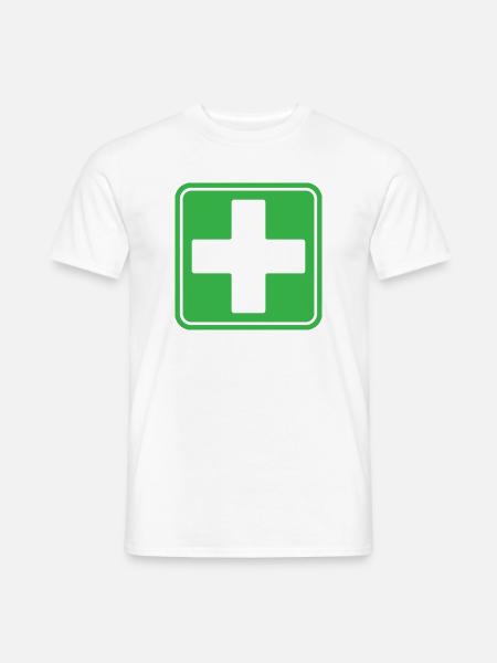 First Aid Medical Cross Safety Sign Vector Icon - Men's T-Shirt - white