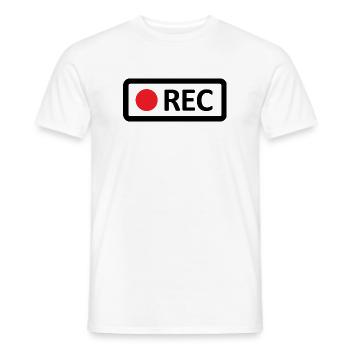 Kamera REC Aufnahmetaste. Aufnehmen, live, rec - Männer T-Shirt - Weiß - Vorne - AI Model Male 178 dark (178cm)