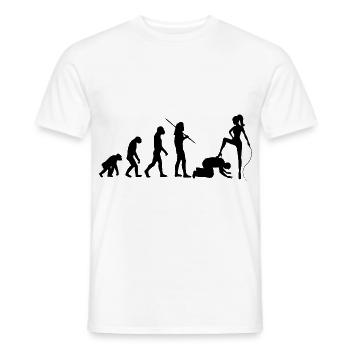 Evolution Domina - Vom Affen zur Herrin mit Sklave - Männer T-Shirt - Weiß - Vorne - AI Model Male 178 dark (178cm)
