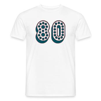 80. 80 ANS. 80e ANNIVERSAIRE. ANNIVERSAIRE 80 ANS. - T-shirt homme - blanc - Devant - AI Model Male 178 dark (178cm)