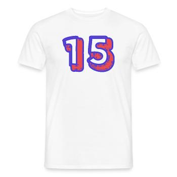 15. 15 ANS. 15e ANNIVERSAIRE. ANNIVERSAIRE 15 ANS. - T-shirt homme - blanc - Devant - AI Model Male 178 dark (178cm)
