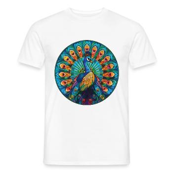 Pfauenbunte Aquarell-Tierillustration - Männer T-Shirt - Weiß - Vorne - AI Model Male 178 dark (178cm)