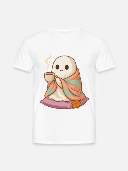 Süßes Cozy Geist Halloween Design - Männer T-Shirt - Weiß