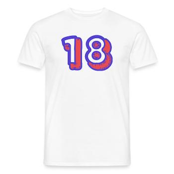 18. 18 YEARS OLD. 18th ANNIVERSARY. 18 BIRTHDAY. - Men's T-Shirt - white - Front - AI Model Male 178 dark (178cm)