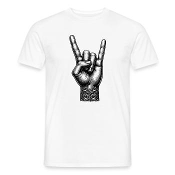 Rock on Hand with Devils Horns - Men's T-Shirt - white - Front - AI Model Male 178 dark (178cm)