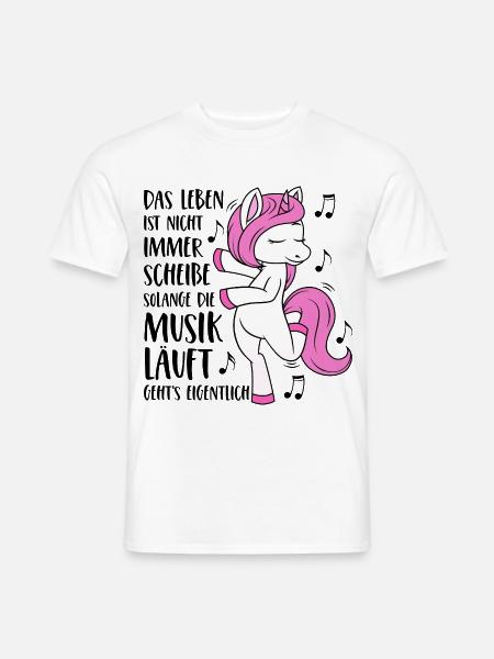 Einhorn Musik - Das Leben ist nicht immer Scheiße - Männer T-Shirt - Weiß