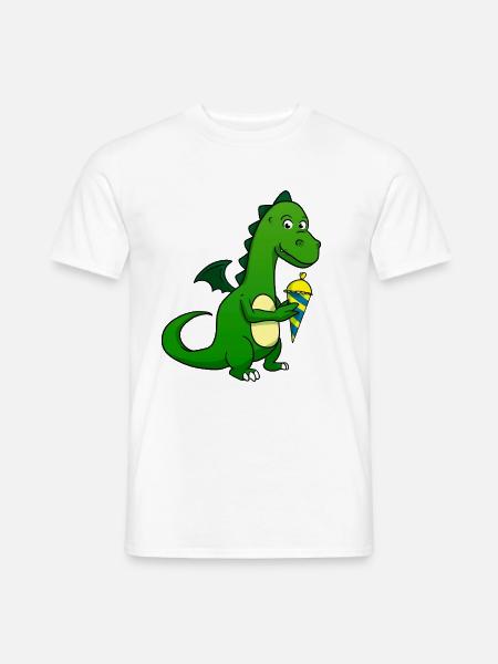 Schulkind Schultüte Dino Dinosaurier Schulanfang - Männer T-Shirt - Weiß