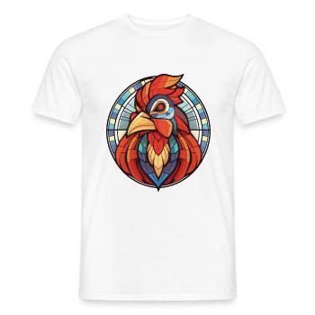Hahn Bunte Aquarell-Tierillustration - Männer T-Shirt - Weiß - Vorne - AI Model Male 178 dark (178cm)