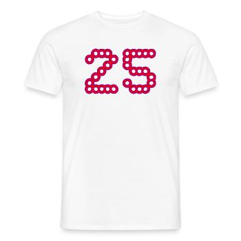 25. 25 YEARS. 25th ANNIVERSARY. 25 YEARS ANNIVERSARY. - Men's T-Shirt - white - Front - AI Model Male 178 dark (178cm)