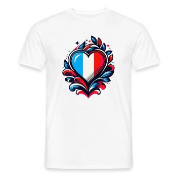 Herz Französische Flagge - Männer T-Shirt - Weiß - Vorne - AI Model Male 178 dark (178cm)