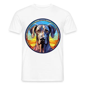 Deutsche Dogge Hunderasse Aquarellglas - Männer T-Shirt - Weiß - Vorne - AI Model Male 178 dark (178cm)