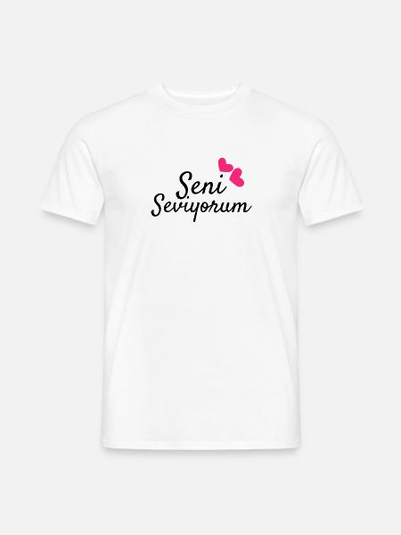 Seni Seviyorum Türkisch Geschenkidee - Männer T-Shirt - Weiß