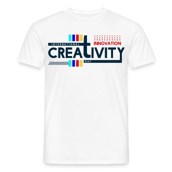 "Internationale Kreativität und Innovation" - Männer T-Shirt - Weiß - Vorne - AI Model Male 178 dark (178cm)