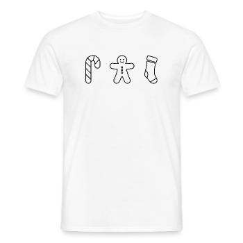 Zuckerstange - Pfefferkuchen - Weihnachtsstrumpf - Männer T-Shirt - Weiß - Vorne - AI Model Male 178 dark (178cm)