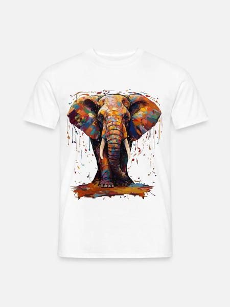 Elephant farbenfroh - Männer T-Shirt - Weiß