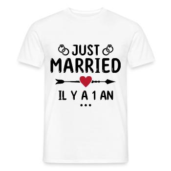 Geschenk zum Hochzeitstag 1 Jahr Hochzeit aus Baumwolle - Männer T-Shirt - Weiß - Vorne - AI Model Male 178 dark (178cm)