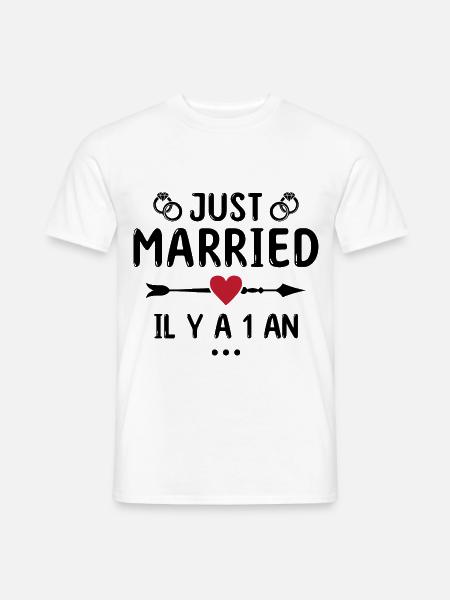 Geschenk zum Hochzeitstag 1 Jahr Hochzeit aus Baumwolle - Männer T-Shirt - Weiß