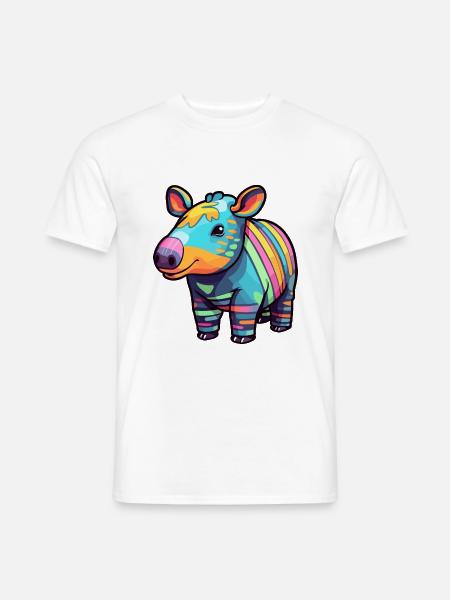 Tapir Buntes Aquarell Cartoon Kawaii Tier - Männer T-Shirt - Weiß