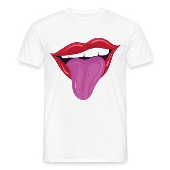 Rausgestreckte Zunge - Freche rote Lippen - Männer T-Shirt - Weiß - Vorne - AI Model Male 178 dark (178cm)