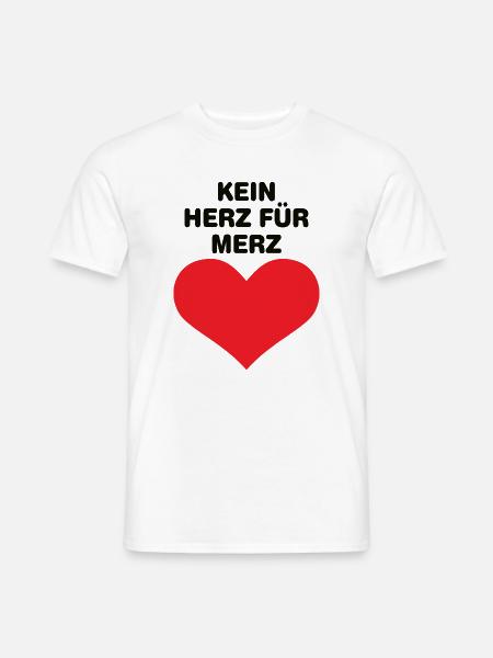 Kein Herz für Merz - Männer T-Shirt - Weiß