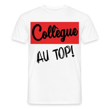 COLLEGUE. DEPART. RETRAITE. EMPLOI. HUMOUR - T-shirt homme - blanc - Devant - AI Model Male 178 dark (178cm)