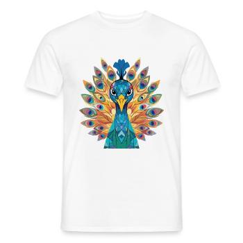 Pfauenbunte Aquarell-Tierillustration - Männer T-Shirt - Weiß - Vorne - AI Model Male 178 dark (178cm)