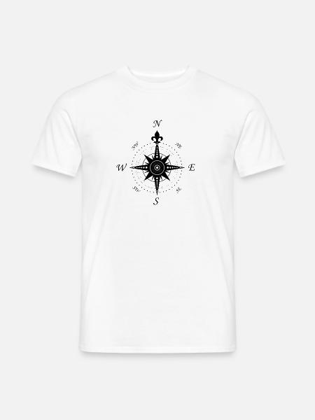 Wind Rose - compass - retro - Men's T-Shirt - white