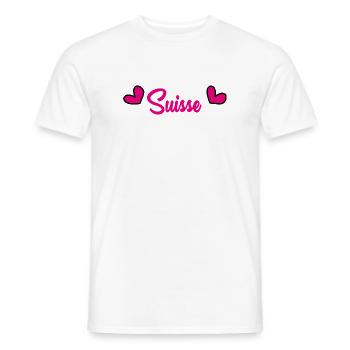 SUISSE. HUMOUR. PAYS. DRAPEAU. GENEVE. LAUSANNE - T-shirt homme - blanc - Devant - AI Model Male 178 dark (178cm)