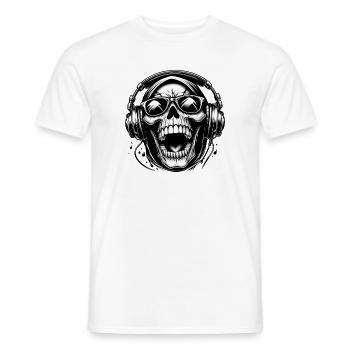 DJ Laughing Skull Headphones - Men's T-Shirt - white - Front - AI Model Male 178 dark (178cm)