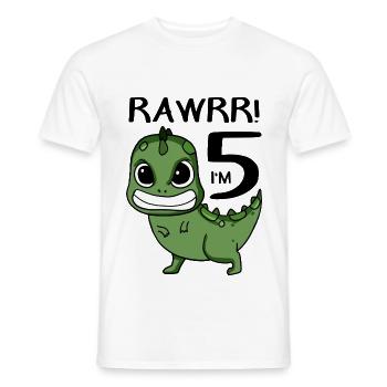 5. Geburtstag Dinosaurier - 5. Klasse Geschenk - Männer T-Shirt - Weiß - Vorne - AI Model Male 178 dark (178cm)