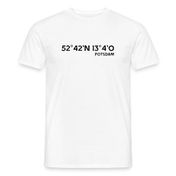 Potsdam Koordinaten Souvenir Geschenk - Männer T-Shirt - Weiß - Vorne - AI Model Male 178 dark (178cm)
