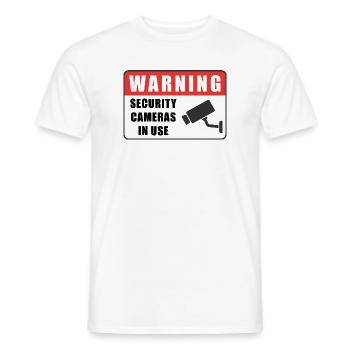 Avertissement Badge de caméra de vidéosurveillance Icône de panneau de sécurité - T-shirt homme - blanc - Devant - AI Model Male 178 dark (178cm)