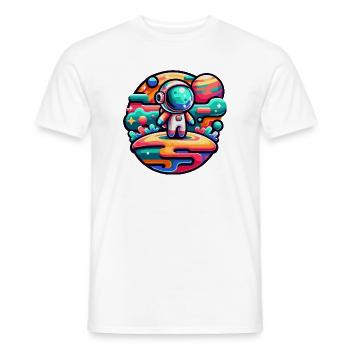 Kleiner Astronaut – Farbstrudel - Männer T-Shirt - Weiß - Vorne - AI Model Male 178 dark (178cm)