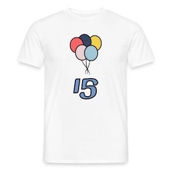 15. 15 ANS. 15e ANNIVERSAIRE. ANNIVERSAIRE 15 ANS. - T-shirt homme - blanc - Devant - AI Model Male 178 dark (178cm)