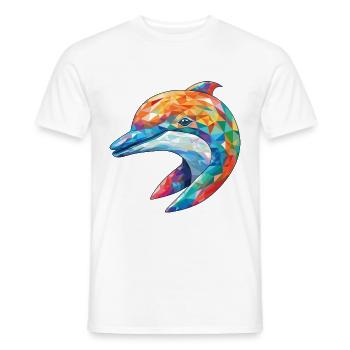 Delphin Bunte Aquarell-Tierillustration - Männer T-Shirt - Weiß - Vorne - AI Model Male 178 dark (178cm)