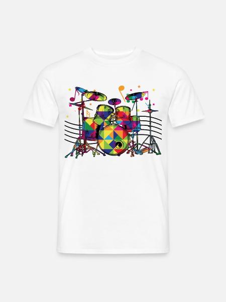 Geometrisch Neon-Drumset - Männer T-Shirt - Weiß