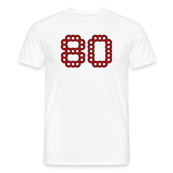 80. 80 ANS. 80e ANNIVERSAIRE. ANNIVERSAIRE 80 ANS. - T-shirt homme - blanc - Devant - AI Model Male 178 dark (178cm)