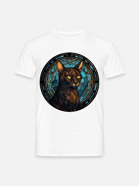 Asiatische Katzenrasse Aquarellglas - Männer T-Shirt - Weiß