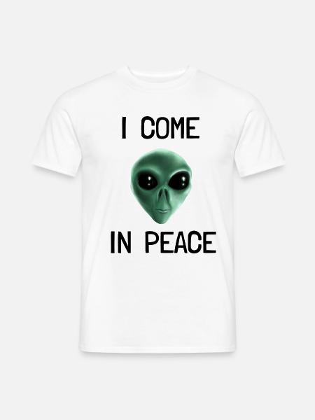 I come in Peace - Grüner Alien Kopf - Männer T-Shirt - Weiß