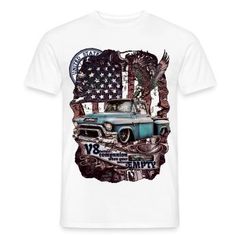 Americana V8 Truck Eagle Motif - Männer T-Shirt - Weiß - Vorne - AI Model Male 178 dark (178cm)