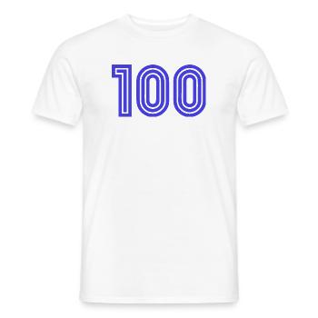 100. 100 YEARS. 100th ANNIVERSARY. BIRTHDAY 100 - Men's T-Shirt - white - Front - AI Model Male 178 dark (178cm)