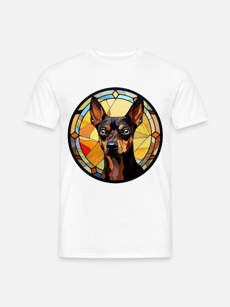 Zwergpinscher Hunderasse Aquarellglas - Männer T-Shirt - Weiß