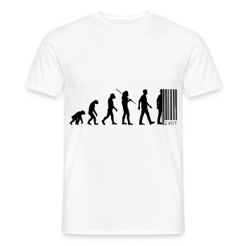 Evolution Barcode - Vom Affen zum Strichcode - Männer T-Shirt - Weiß - Vorne - AI Model Male 178 dark (178cm)