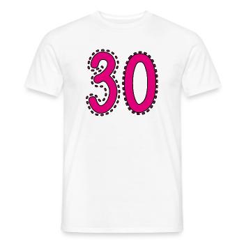 30. 30 YEARS. 30th ANNIVERSARY. 30 YEARS ANNIVERSARY. - Men's T-Shirt - white - Front - AI Model Male 178 dark (178cm)