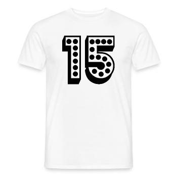 15. 15 ANS. 15e ANNIVERSAIRE. ANNIVERSAIRE 15 ANS. - T-shirt homme - blanc - Devant - AI Model Male 178 dark (178cm)