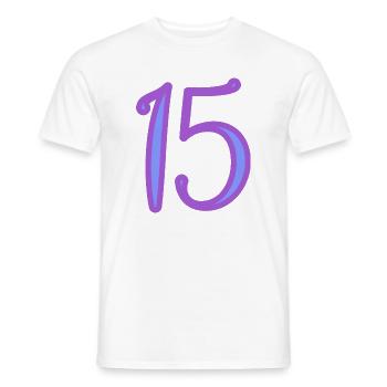 15. 15 ANS. 15e ANNIVERSAIRE. ANNIVERSAIRE 15 ANS. - T-shirt homme - blanc - Devant - AI Model Male 178 dark (178cm)
