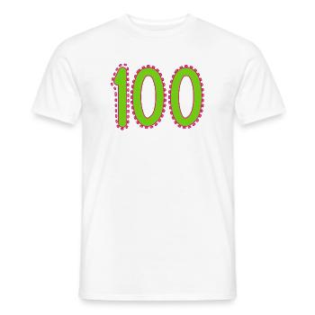 100. 100 YEARS. 100th ANNIVERSARY. BIRTHDAY 100 - Men's T-Shirt - white - Front - AI Model Male 178 dark (178cm)