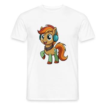 Pony Lustige Zeichentrickfigur Kopfhörer Musik - Männer T-Shirt - Weiß - Vorne - AI Model Male 178 dark (178cm)