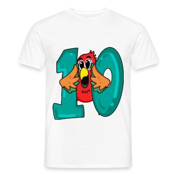 10 anniversaire - oiseau perroquet avec le numéro 10 - T-shirt homme - blanc - Devant - AI Model Male 178 dark (178cm)