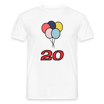 20. 20 YEARS. 20th ANNIVERSARY. 20 YEARS ANNIVERSARY. - Men's T-Shirt - white - Front - AI Model Male 178 dark (178cm)